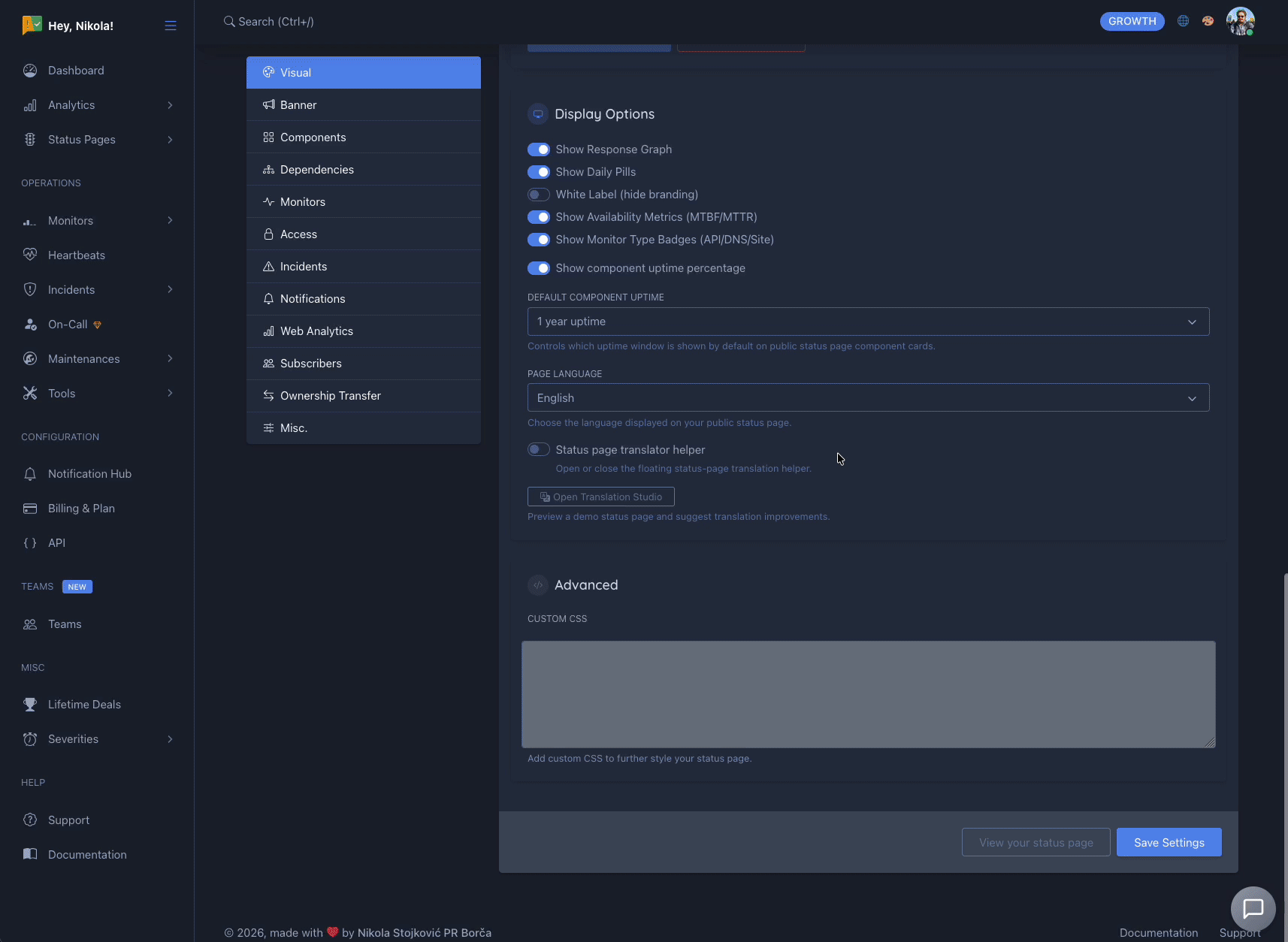Translation Studio demo page example
