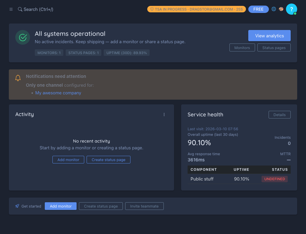 Active session warning example