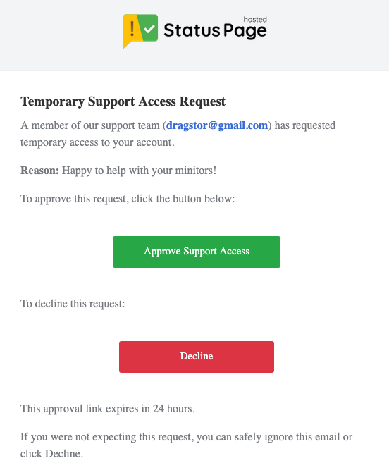 Email request example