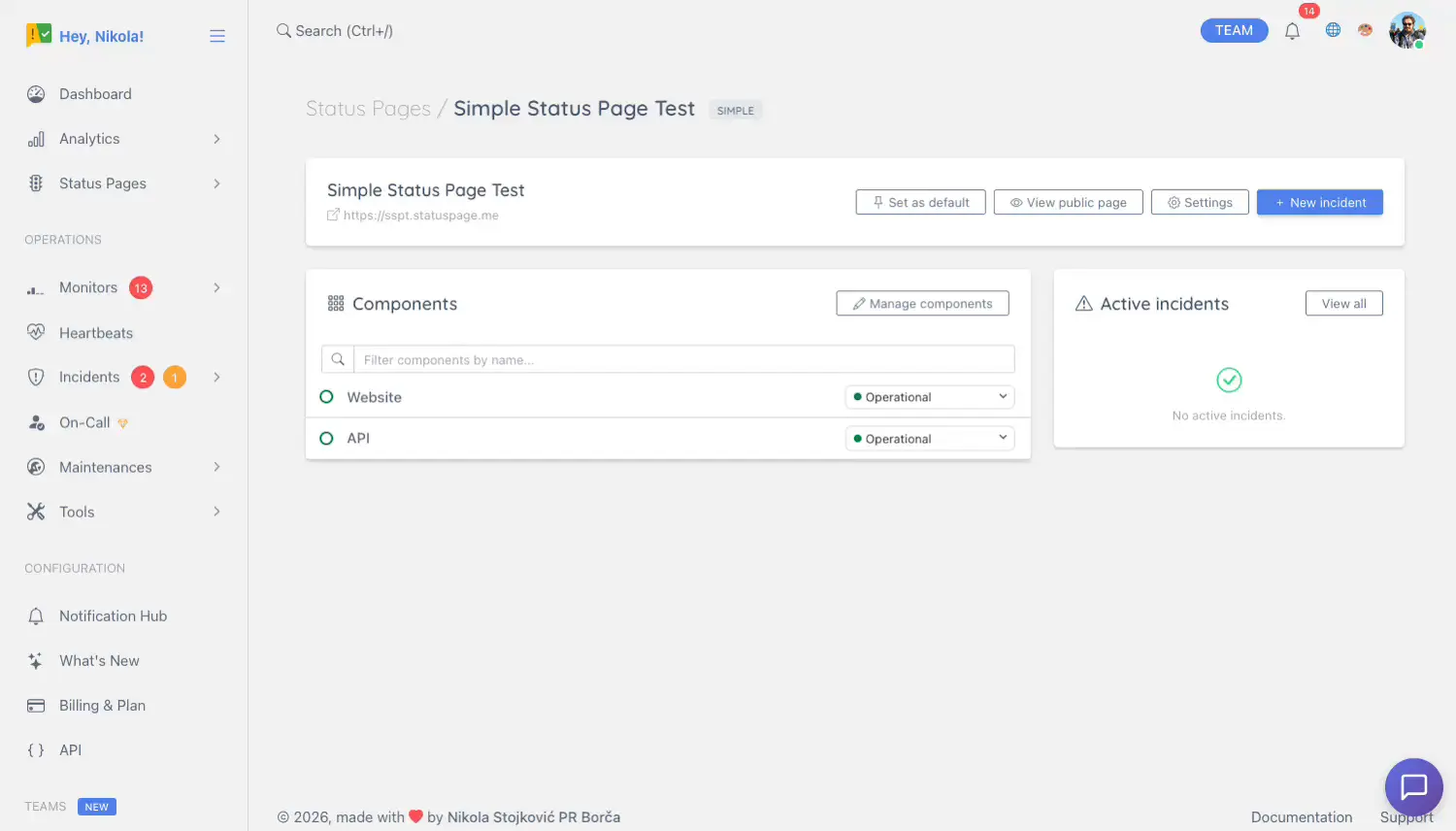Simple Dashboard update status in two clicks